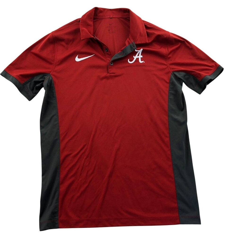 Alabama Crimson Tide Nike Mens Dri-FIT Polo Shirt Red & Gray Size M